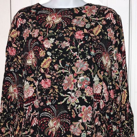 H&M black floral Flounce-sleeved Dress Sz 14 NWOT - Picture 3 of 7